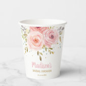 Chique Blush Roze Bloemen Baby shower Verjaardagsf Papieren Bekers (Voorkant)