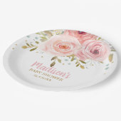 Chique Blush Roze Bloemen Baby shower Verjaardagsf Papieren Bordje (Gekanteld)