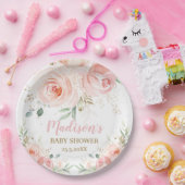 Chique Blush Roze Bloemen Baby Vrijgezellenfeest V Papieren Bordje (Feest)
