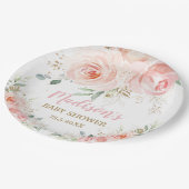 Chique Blush Roze Bloemen Baby Vrijgezellenfeest V Papieren Bordje (Gekanteld)