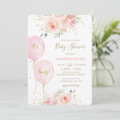 Chique Blush Roze Bloemen Ballons Twins Baby showe Kaart (Staand voorkant)