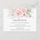 Chique Blush Roze Bloemen Groen Bruiloft Receptie Informatiekaartje (Voorkant)