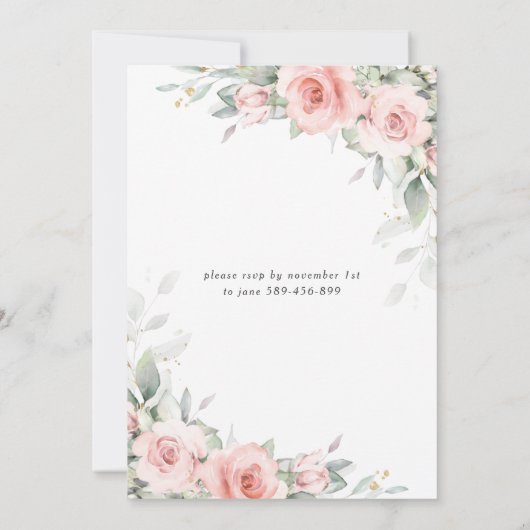 Chique Blush Roze Bloemen Groen Dop Geometrisch Kaart (Achterkant)