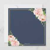 Chique Blush Roze Bloemen Groen Navy Bruiloft Kaart (Achterkant)