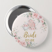 Chique Blush Roze Bloemen High Tea Party bruid om  Ronde Button 4,0 Cm (Voorkant /achterkant)