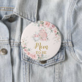 Chique Blush Roze Bloemen High Tea Party Moeder om Ronde Button 4,0 Cm (In situ)