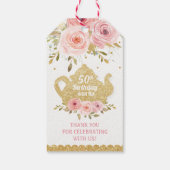 Chique Blush Roze Bloemen High Tea Party Verjaarda Cadeaulabel (Achterkant)
