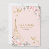 Chique Blush Roze Bloemen Paris Eiffel Vrijgezelle Kaart (Achterkant)