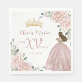 Chique Blush Roze Bloemen Prinses Jurk Quinceañera Servet