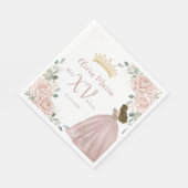 Chique Blush Roze Bloemen Prinses Jurk Quinceañera Servet (Hoek)