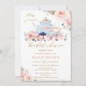 Chique Blush Roze Bloemen Tea Party Vrijgezellenfe Kaart (Voorkant)