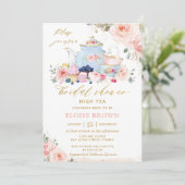 Chique Blush Roze Bloemen Tea Party Vrijgezellenfe Kaart (Staand voorkant)
