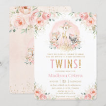 Chique Blush Roze Bloemen Woodland Twins Baby show