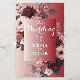 Chique Blush Roze Bourgondië Floral bruiloft progr