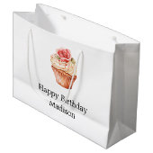 Chique Blush Roze Cupcake Verjaardag Groot Cadeauzakje (Voorkant Gekanteld)