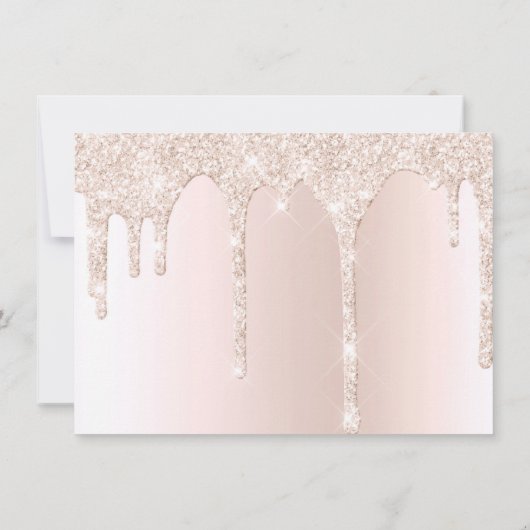 Chique Blush Roze Dripping Glitter Maid of Honor Kaart (Achterkant)