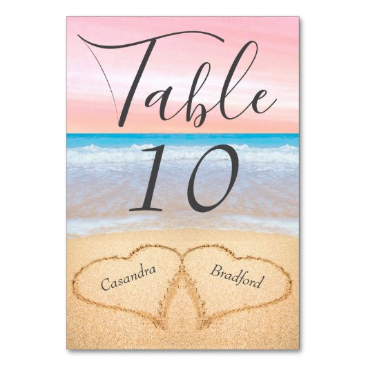 Chique Blush Roze en Strand Bruiloft 2 Harten in Z Kaart (Voorkant)