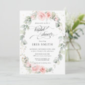 Chique Blush Roze Floral Leafy Wreath Vrijgezellen Kaart (Staand voorkant)