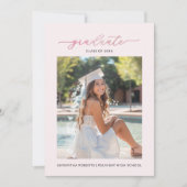 Chique Blush Roze Foto Afstudeerfeest Uitnodiging (Voorkant)