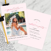 Chique Blush Roze Foto Afstudeerfeest Uitnodiging