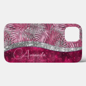 Chique blush roze fuchsia glinsterende bladeren mo Case-Mate iPhone case (Achterkant (horizontaal))