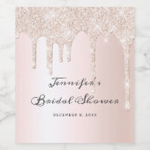 Chique Blush Roze Glitter Drips Script Vrijgezelle Wijn Etiket (Enkel label)