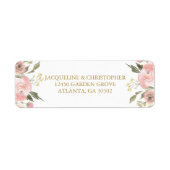 Chique Blush Roze Goud Bloemen Bruiloft Retouradre Etiket (Voorkant)