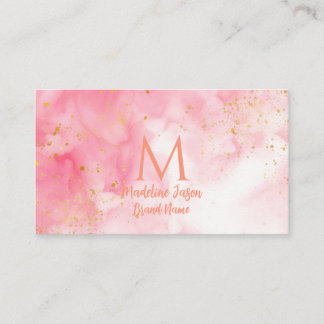 Chique Blush Roze Goud Glitters Marmer Agate Monog Visitekaartje