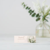 Chique Blush Roze Groene Bloem Stud Oorbel Display Mini Visitekaartje (Staand voorkant)