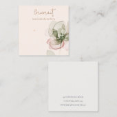Chique Blush Roze Groene Bloem Stud Oorbel Display Vierkante Visitekaartje (Voorkant / Achterkant)