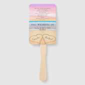 Chique Blush Roze Harten Zand Strand Bruiloft Prog Handwaaier (Voorkant)