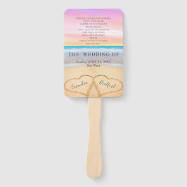 Chique Blush Roze Harten Zand Strand Bruiloft Prog Handwaaier