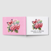 Chique Blush Roze Hydrangea Vlinder Bruiloft Gastenboek (Volledig)