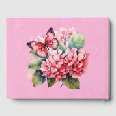 Chique Blush Roze Hydrangea Vlinder Bruiloft Gastenboek (Achterkant)