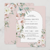 Chique Blush Roze Ivoor Pioenen Bloemenboog Bruilo Kaart (Voorkant / Achterkant)