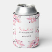 Chique Blush Roze Kersenbloesem Botanische Verjaar Blikjeskoeler (Blikje Voorkant)