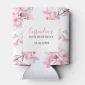 Chique Blush Roze Kersenbloesem Botanische Verjaar Blikjeskoeler (Achterkant)