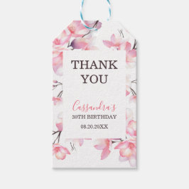 Chique Blush Roze Kersenbloesem Botanische Verjaar Cadeaulabel