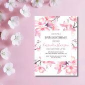 Chique Blush Roze Kersenbloesem Botanische Verjaar Kaart