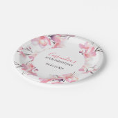 Chique Blush Roze Kersenbloesem Botanische Verjaar Papieren Bordje (Gekanteld)