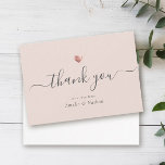 Chique Blush Roze Modern Script Roos Goud Hart Bedankkaart<br><div class="desc">Deze moderne chique rozen gouden hartje bedankje heeft handgeschreven scriptkalligrafie naast je namen in elegante serif typografie.</div>