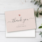 Chique Blush Roze Modern Script Roos Goud Hart Bedankkaart