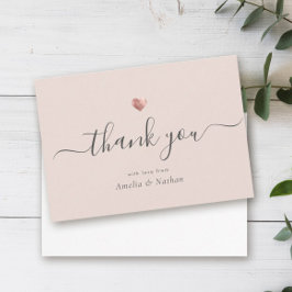 Chique Blush Roze Modern Script Roos Goud Hart Bedankkaart