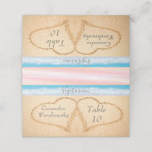 Chique Blush Roze Paarse Strand Bruiloft 2 Hart Za Plaatskaartje (Buitenkant ongevouwen)