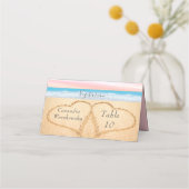 Chique Blush Roze Paarse Strand Bruiloft 2 Hart Za Plaatskaartje (Achterkant)