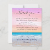 Chique blush roze Paarse tropische strand foto boo Bedankkaart (Achterkant)