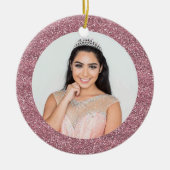 Chique Blush Roze | Roos Gold Glitter Monogram Fot Keramisch Ornament (Voorkant)