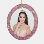 Chique Blush Roze | Roos Gold Glitter Monogram Fot Keramisch Ornament (Links)