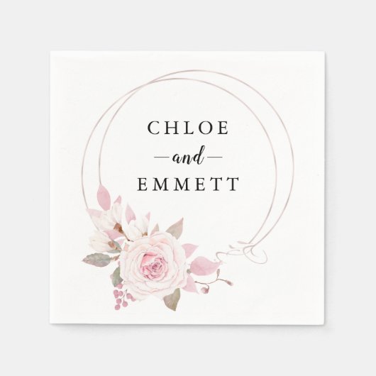 Chique Blush Roze Rose Bloemkrans Servet (Voorkant)