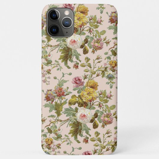 Chique Blush Roze Rose Geel Bloem Bladerpatroon Case-Mate iPhone Case (Achterkant)